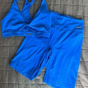 Gymshark x Whitney Simmons sports bra & cycling shorts SET in “Optimist Blue”